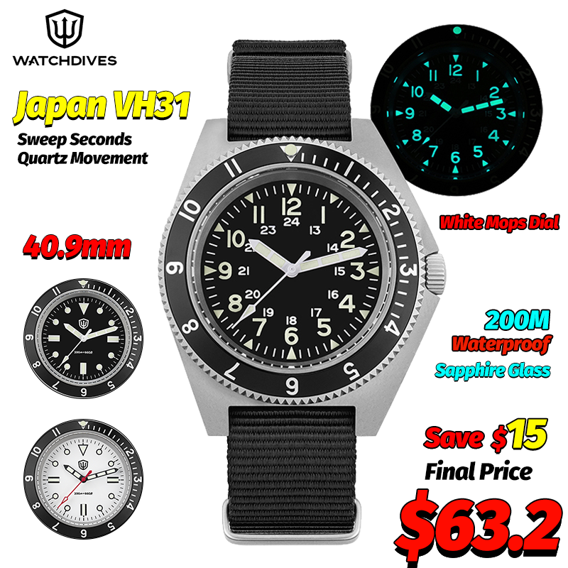 Jewelry And Watches - Watchdives WD1972 montre à Quartz saphir